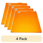 Four bright orange rectangular shammy cleaning cloths stacked and fanned on a white background with a small label visible on each.