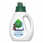 Single white bottle of Seventh Generation Free & Clear baby laundry detergent showing the front label and green cap