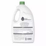 Rear view of a white Seventh Generation detergent jug showing the back label with ingredient and usage text blocks.