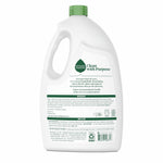 Rear view of Seventh Generation dishwasher detergent gel bottle showing ingredient text, usage instructions, and certifications.