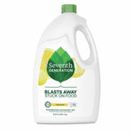 White plastic jug of Seventh Generation dishwasher detergent gel with green leaf logo and lemon graphics on the label.