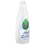 Angled side-front view of a white Seventh Generation Free & Clear fabric softener bottle with visible leaf logo