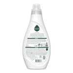Rear view of a white Seventh Generation fabric softener bottle showing detailed ingredients and usage text on the back label.