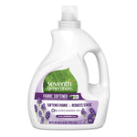 Seventh Generation white jug-style fabric softener bottle with handle, lavender label and measuring cap