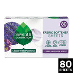 Seventh Generation Fresh Lavender fabric softener sheets box with leaf logo and 80 sheets badge on front