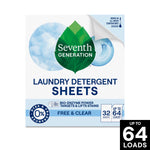 Seventh Generation box front for laundry detergent sheets with green leaf logo and 'Laundry Detergent Sheets' text