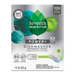 Seventh Generation Power+ dishwasher detergent packs box with green leaf logo and fresh citrus imagery