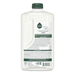 Rear view of a clear Seventh Generation refill bottle showing ingredient and recycling information on the label.