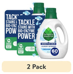 Two Seventh Generation Sensitive Skin laundry detergent bottles with label showing 60 loads and promotional badge reading bio-enzyme power