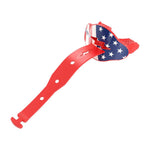 Red Shock Doctor Bolt lip guard with stars-and-stripes inner shield and adjustable strap shown on white background