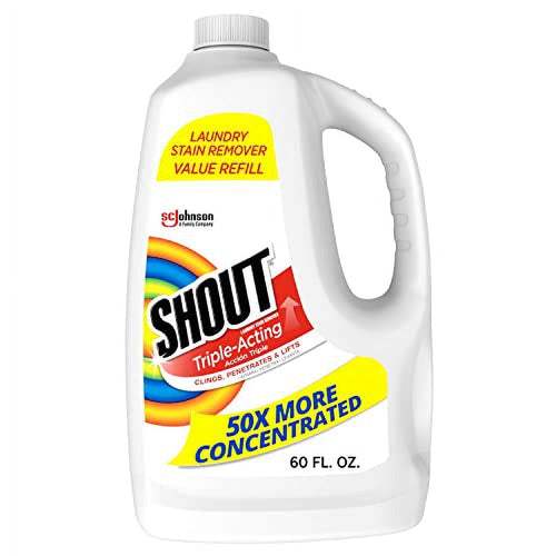 White Shout value refill bottle with handle and colorful logo label reading 60 fl. oz.