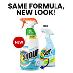 New and old Shout Free spray bottles side by side with 'SAME FORMULA, NEW LOOK' headline