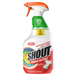 Single Shout Triple Acting spray bottle with orange trigger on a white background, label showing brand and product name.