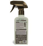 Rear view of Shubug home pest control spray bottle showing the quick facts, directions and ingredient panel.