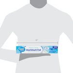 Silhouette holding a Great Value aluminum foil box with a 12-inch measurement shown above the product