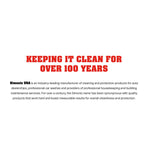 Promotional text panel reading 'KEEPING IT CLEAN FOR OVER 100 YEARS' with a brief Simoniz brand description below