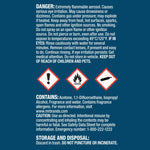 Safety and hazard warning panel for Simoniz fogger showing danger text, hazard icons, and ingredient list