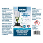 Full product label artwork showing front label design with Simoniz logo, usage claims, and barcode on a white label background