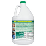 Rear view of a white one-gallon Simple Green bottle showing usage instructions and dilution chart on the label