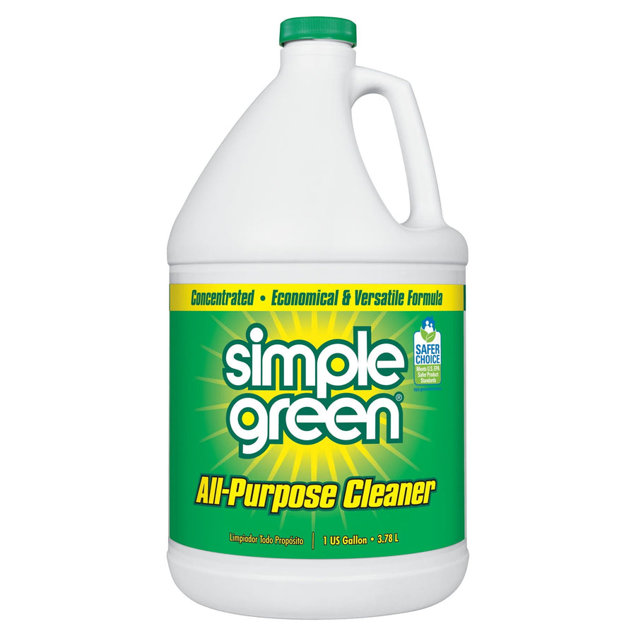 White one-gallon Simple Green jug with green label reading “All-Purpose Cleaner” on a white background