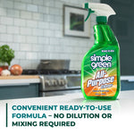 Simple Green All-Purpose Cleaner bottle staged on a kitchen counter with stove and backsplash blurred in the background
