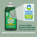 Simple Green bottle highlighted next to a US EPA Safer Choice certification badge graphic