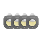 Four gray simplehuman Odorsorb pod refills shown side-by-side with yellow inner disks