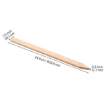 Single pointed flat wooden stake shown on white background with annotated measurements for length, width, and thickness.