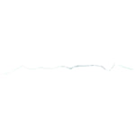 single piece of translucent dental threader floss on a white background
