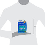Silhouette scale image showing the Equate Breath Strips 5-pack blister card positioned against a torso with 5.5" height marker.