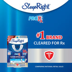 Branded blue graphic with a small SleepRight ProRx package and bold ‘#1 brand cleared for Rx’ claim and seal icon