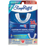 SleepRight ProRx retail blister-pack showing a clear custom-fit dental guard in blue-and-white packaging