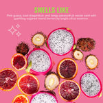 Arrangement of sliced dragonfruit, blood oranges and rambutans under heading 'Smells Like' describing the scent profile