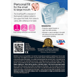 Informational back panel graphic describing personal fit with product illustration, awards seal, and small text instructions