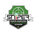 SNiPER logo badge on a white background reading 'Hospital Disinfectant Odor Eliminator Cleaner'