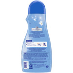 Rear view of Snuggle Blue Sparkle bottle showing usage instructions, caution text and product information on a white background