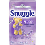 Tall vertical Snuggle Lavender Breeze dryer sheets package with bear mascot, lavender sprigs and 80 sheets label