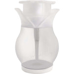 Clear Soap Daddy refillable dispenser photographed upright showing internal dip tube and base