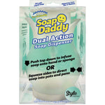 Clear Soap Daddy dual-action refillable soap dispenser in retail blister pack with product branding