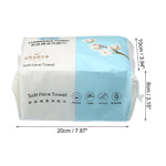 Packaged soft face towel on white background with measurement overlays showing 20cm and other dimensions
