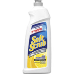 Soft Scrub all-purpose commercial cleanser bottle featuring blue label and lemon slice image