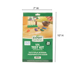 Front box of Expert Gardener Soil Test Kit with dimension markers showing 7" width and 10" height