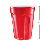 Red Solo squared cup with height dimension indicator showing 4.7 inches
