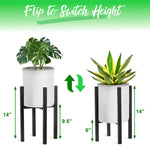 Graphic showing flip-to-switch height feature with two configurations and height measurements