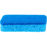 Close-up of a blue S.O.S all-surface scrubber sponge showing textured scrubber and porous sponge layer