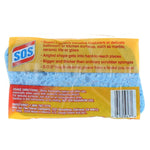Rear view of S.O.S sponge packaging with product bullet points, logo and barcode visible