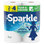 Sparkle Tear-A-Square paper towels two-roll pack showing large Sparkle logo and fairy silhouette on blue background