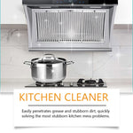 Stovetop and range hood scene with sparkling highlights above a pot, labeled 'Kitchen Cleaner' in a caption
