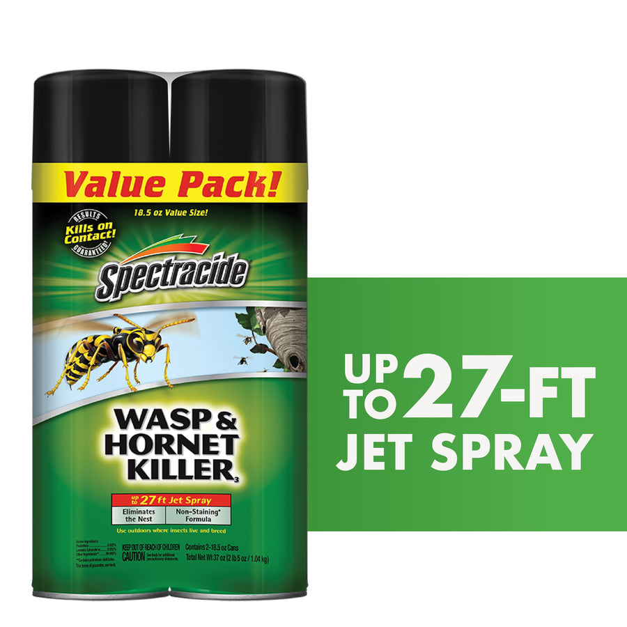 Front-facing twin pack of Spectracide Wasp & Hornet Killer aerosol cans with value-pack banner