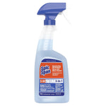 Spray bottle of Spic and Span disinfecting all-purpose spray with blue liquid and blue trigger top on white background